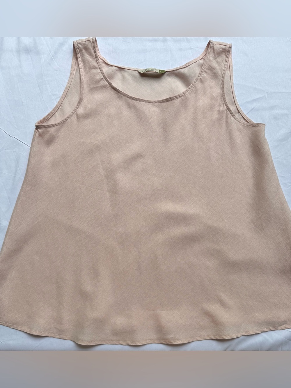 Chalet Sleeveless 100% Linen Tank Top in Light Blush